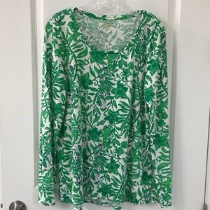 Lilly Pulitzer Green Leaf Leopard Print Top